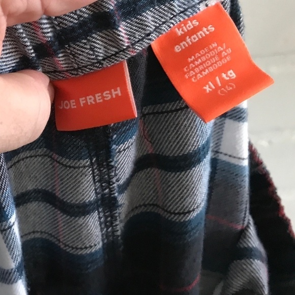 Joe Fresh Boys Plaid pajama bottom Blue/white/gray/red Size L - Picture 4 of 4